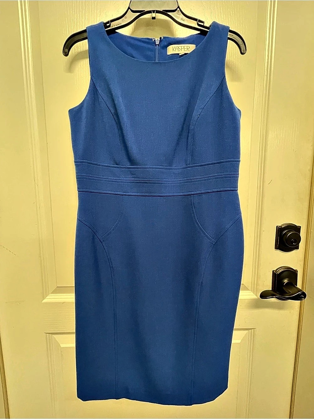 Kasper Blue Sleeveless Princess-Seam Sheath Dress Size 8P